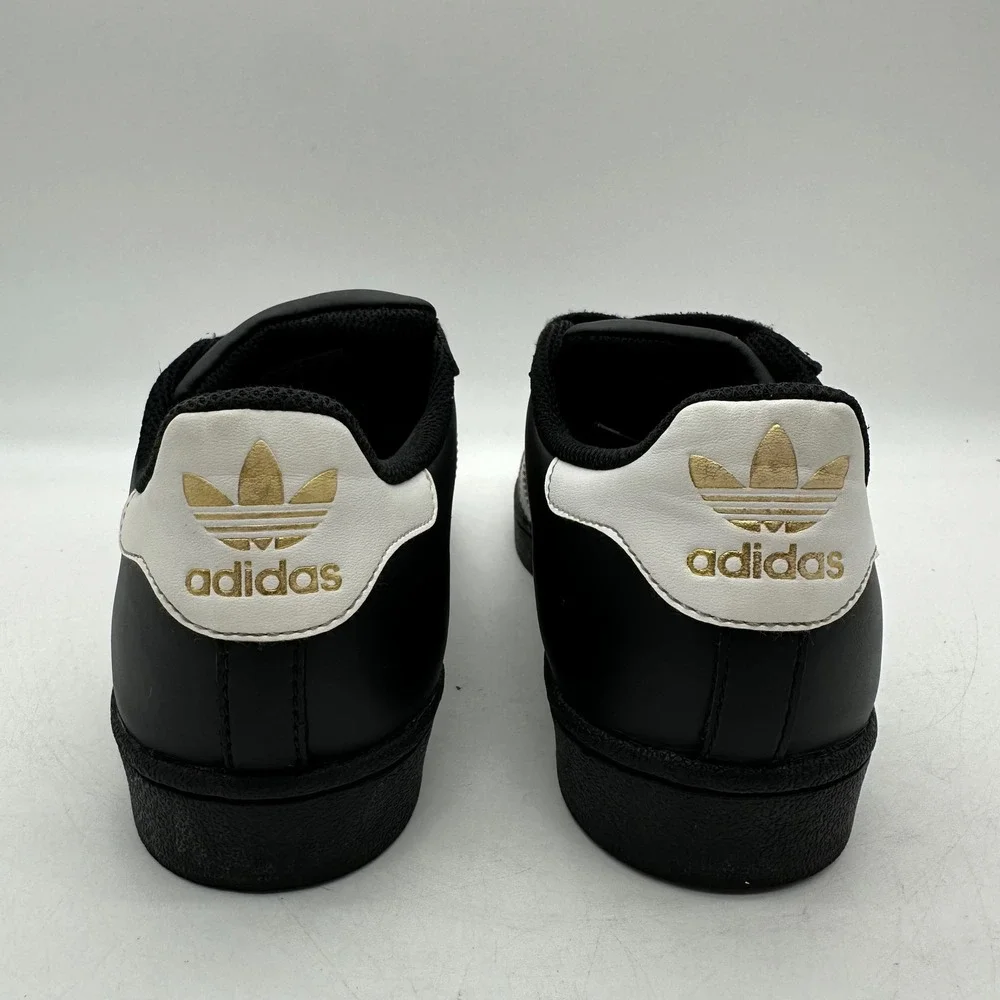 Adidas B23642 Mens Size 7 BLK/White/Gold Superstar J Core Black Shell Toe Shoes